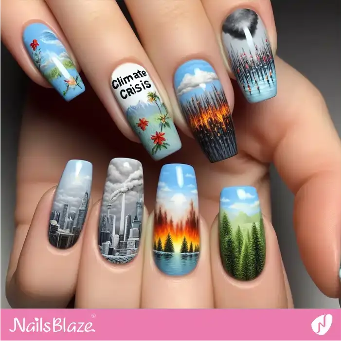 Air Pollution: The Heat Factor Nail Design | Climate Crisis Nails - NB3006